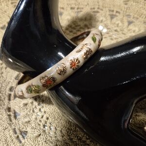 Vintage HR Elegant Floral Enamel Bangle